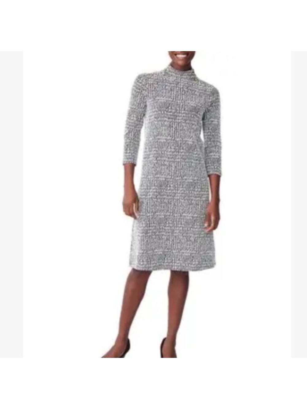 J. McLaughlin Womens 3/4 Sleeve Sheath Dress Gray Work Wear Mock